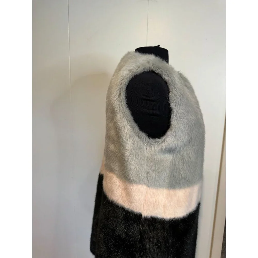 Molliolli Eco-Fur Colorblock Long Vest – Women’s Size Small (EUR‎ 36)